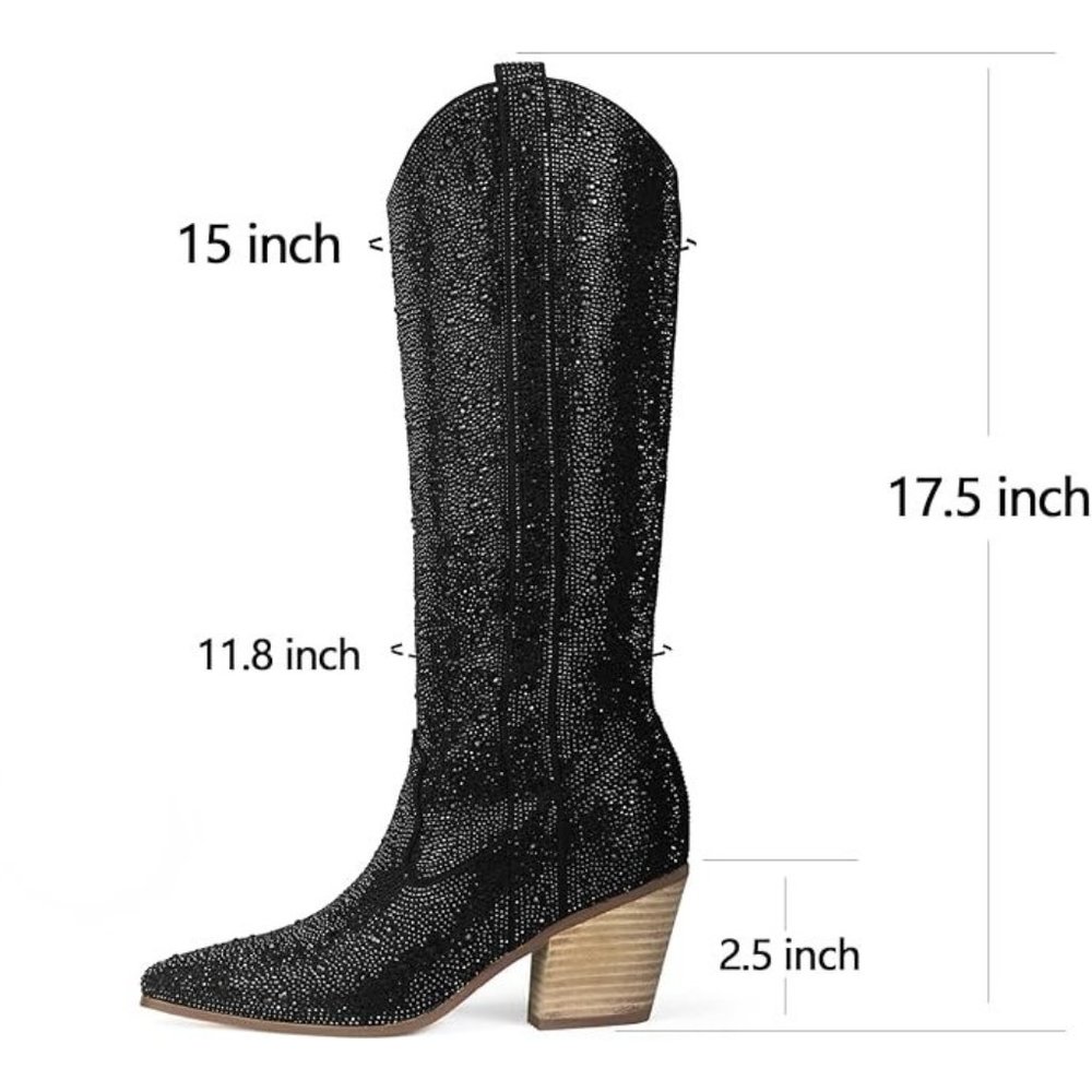 NWT Sparkling Bling Swarovski Crystal PINK Women Knee High Cowboy Boots … - Picture 3 of 11